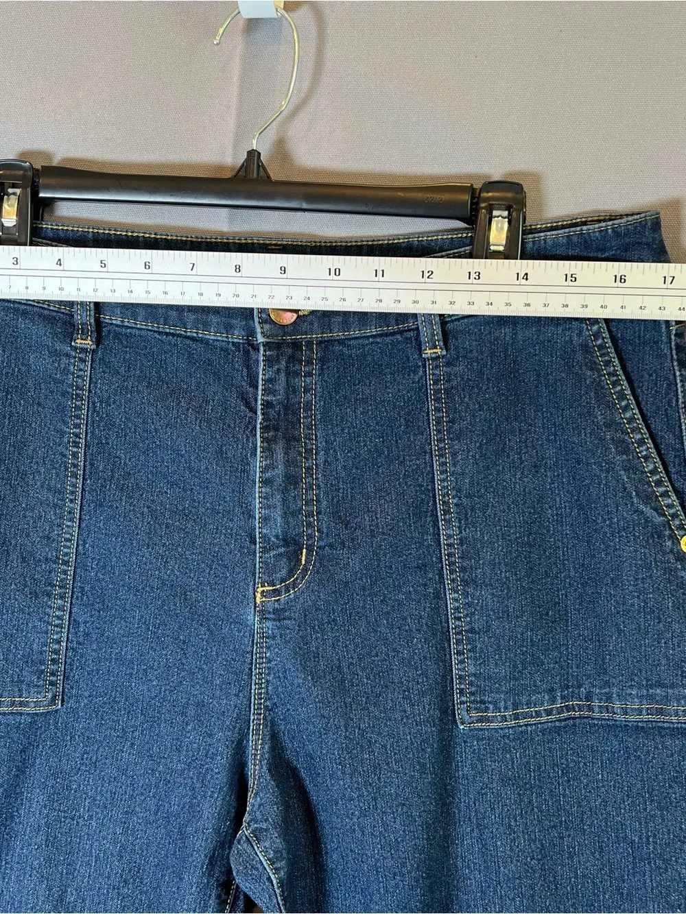 Michael Kors Dark Blue Denim Hugh Rise Straight Leg Utility Style Jeans